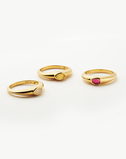 Good Vibes Gemstone Stacking Ring | 18ct Gold Vermeil/Rainbow Moonstone