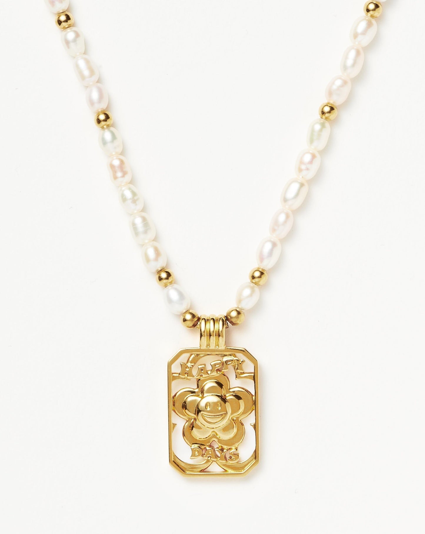 Good Vibes Happy Days Pendant Pearl Necklace