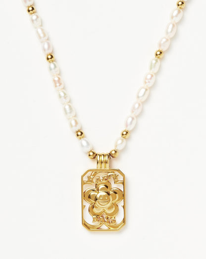 Good Vibes Happy Days Pendant Pearl Necklace