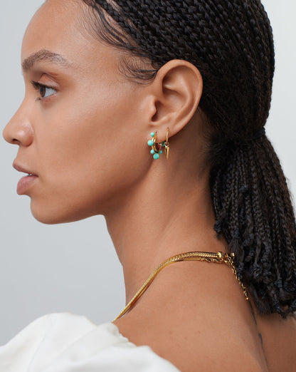 Good Vibes Neon Enamel Sphere Small Hoop Earrings | 18ct Gold Plated/Aqua
