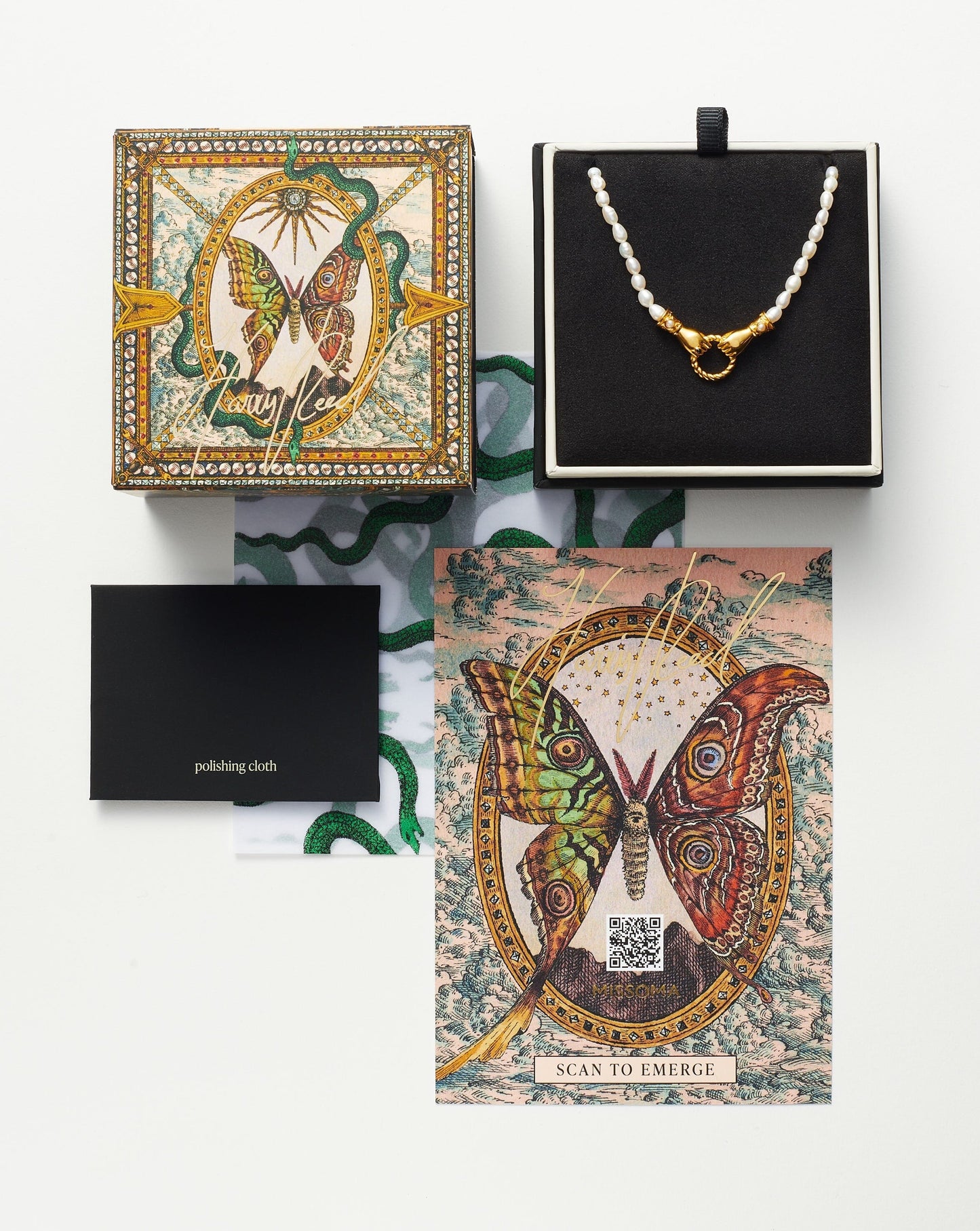 Harris Reed Golden Seal Necklace | 18ct Gold Plated/Pearl