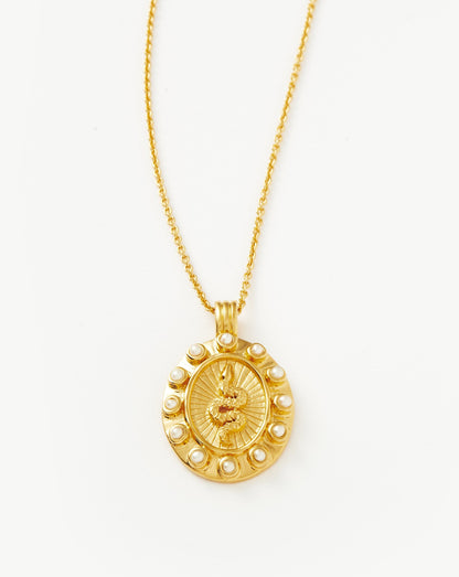 Harris Reed Serpent Pearl Pendant Necklace | 18ct Gold Vermeil/Pearl
