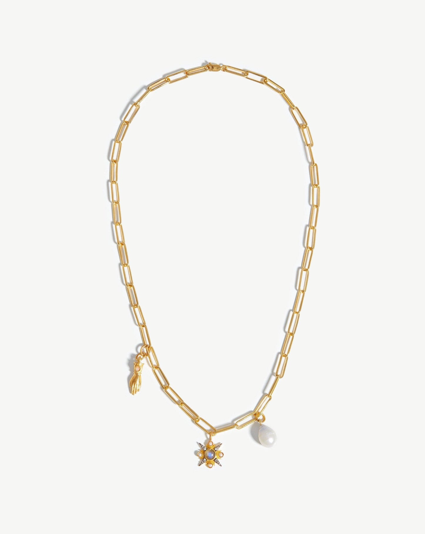 Harris Reed Symbols of Change Necklace | 18ct Gold Plated/Pearl & Labradorite