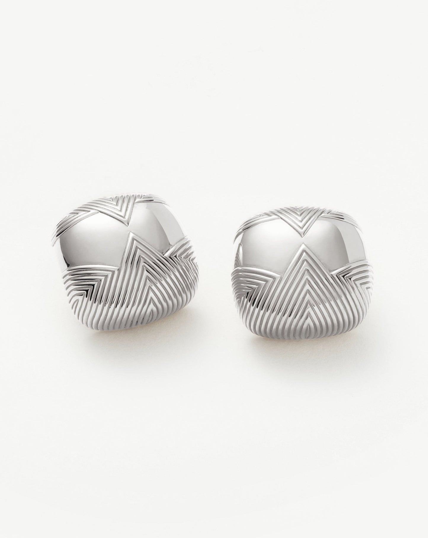 Hera Oversized Dome Ridge Stud Earrings | Silver Plated