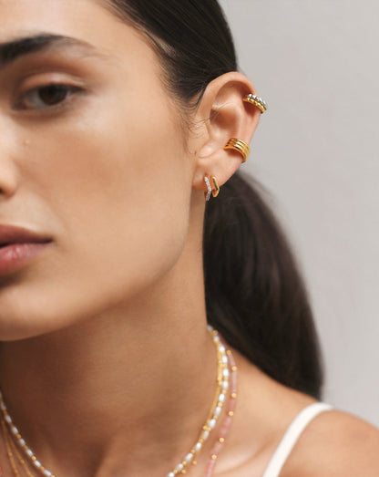 Hex Double Huggies | 18ct Gold Vermeil/Cubic Zirconia