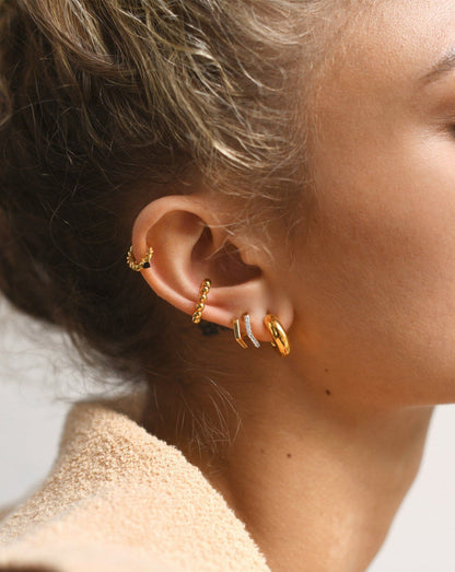 Hex Double Huggies | 18ct Gold Vermeil/Cubic Zirconia