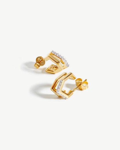 Hex Double Huggies | 18ct Gold Vermeil/Cubic Zirconia