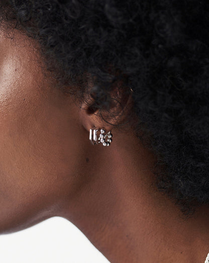 Hex Double Huggies | Sterling Silver