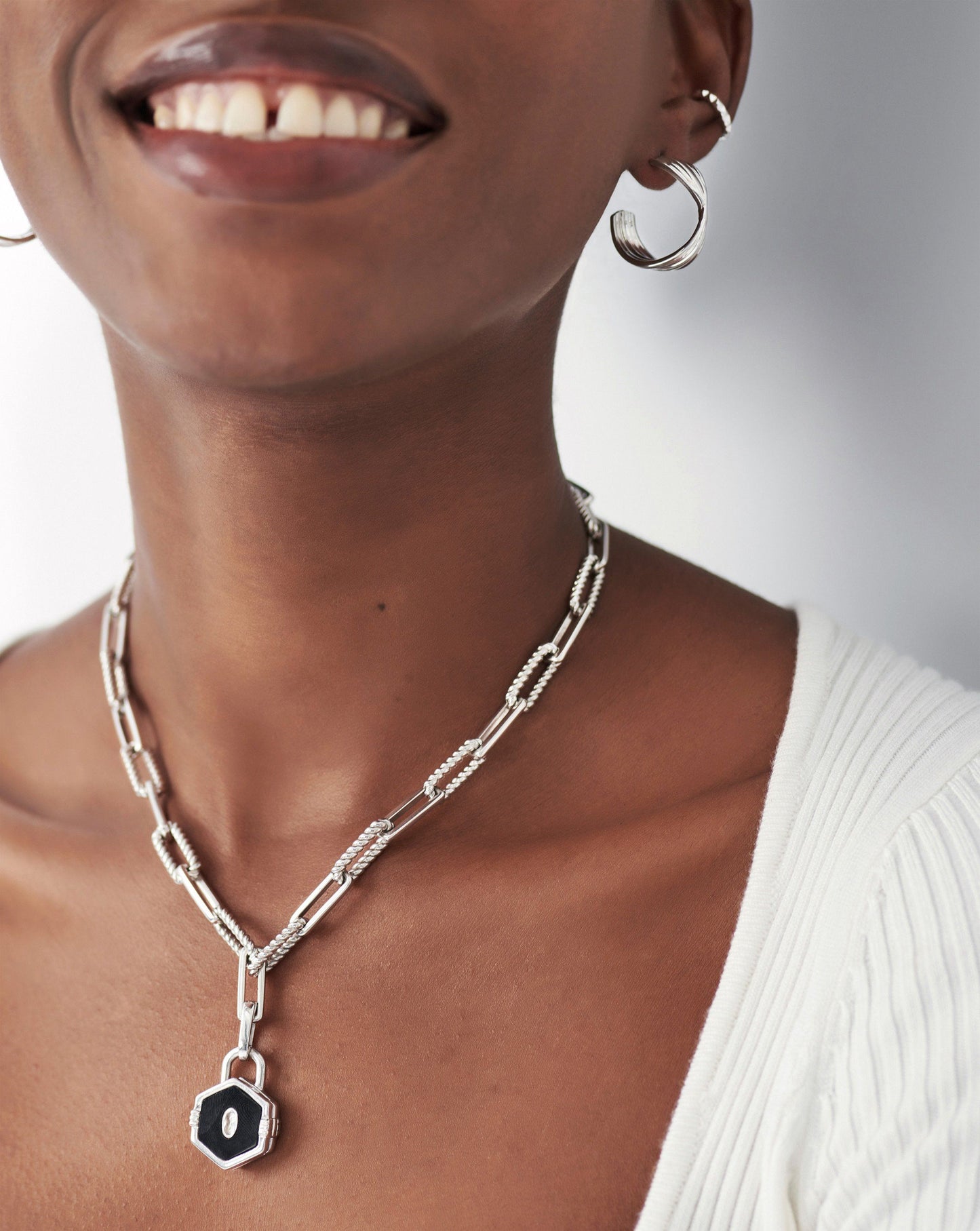 Hex Padlock Locket Clip-On Pendant