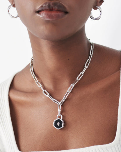 Hex Padlock Locket Clip-On Pendant