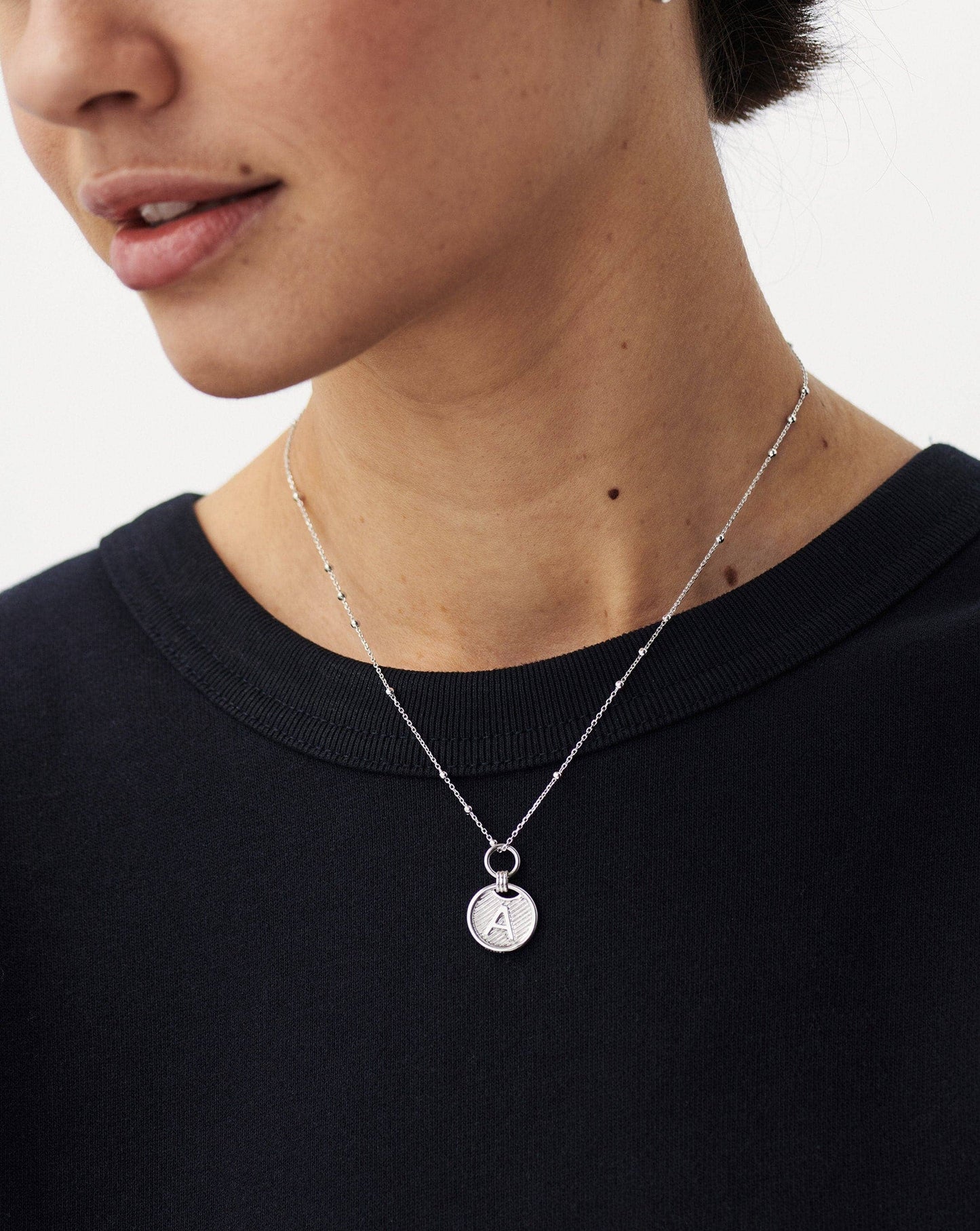 Initial Pendant Necklace - Initial D | Sterling Silver