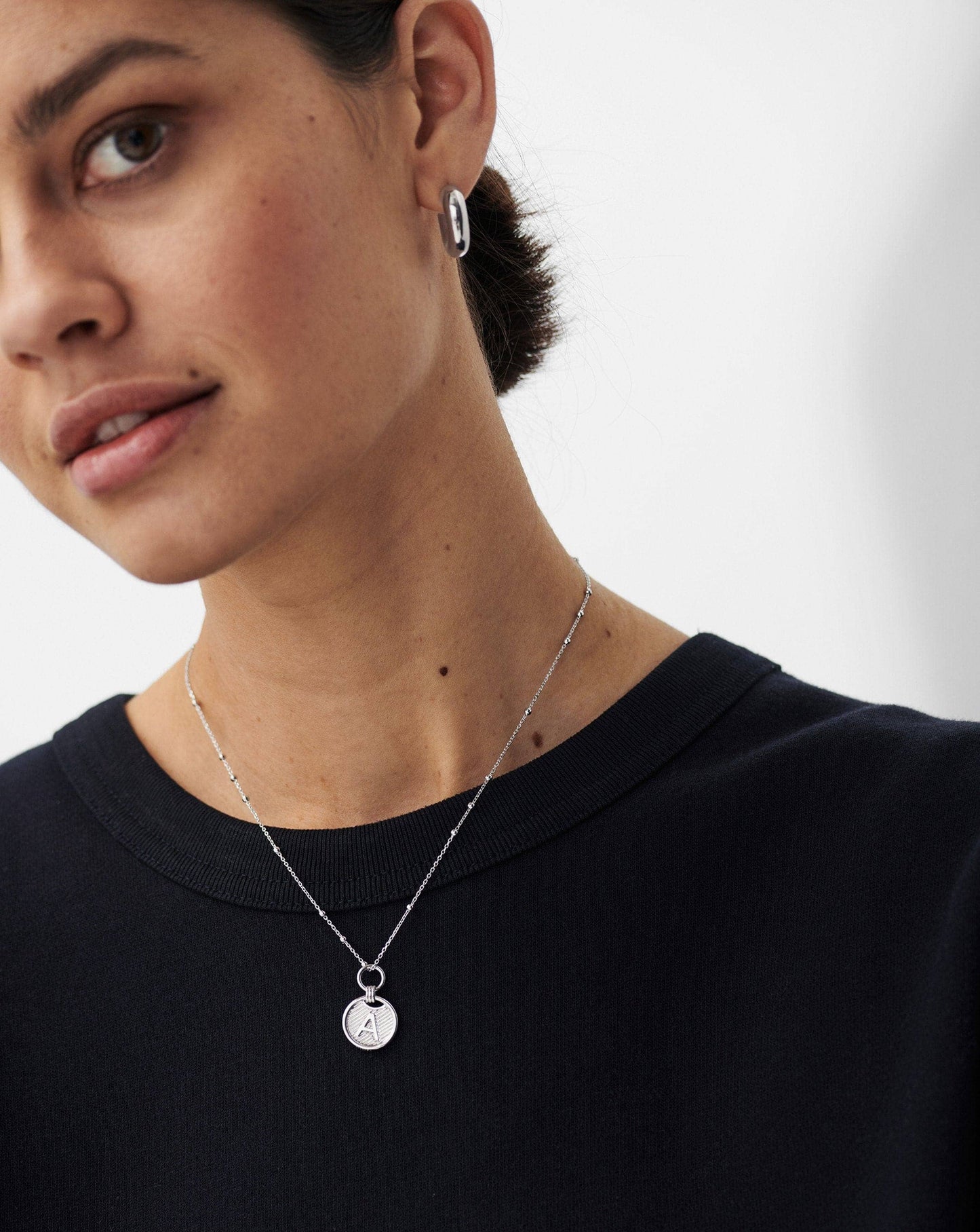 Initial Pendant Necklace - Initial D | Sterling Silver