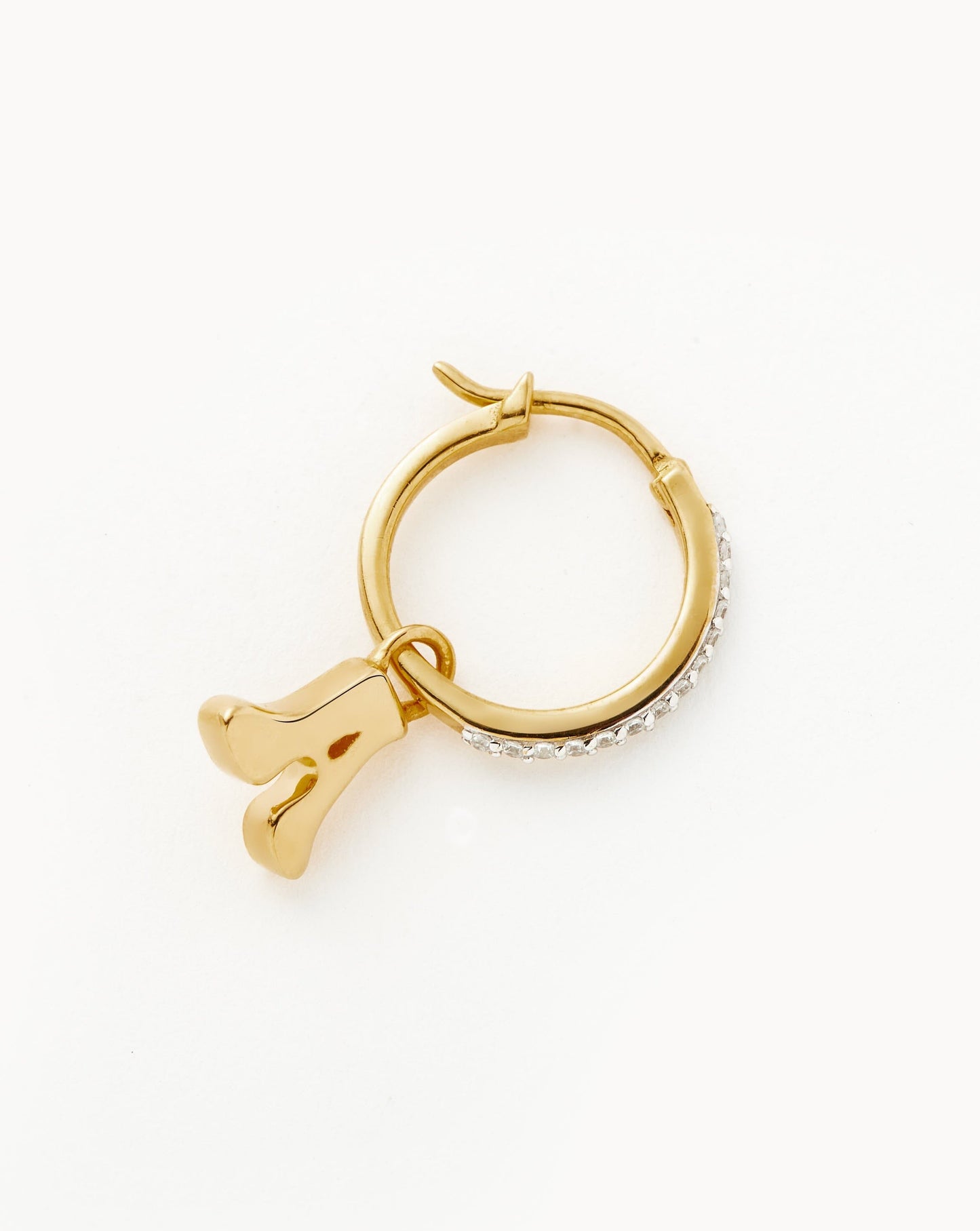 Initial Single Charm Hoop Earring - Initial A | 18ct Gold Vermeil
