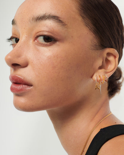 Initial Single Charm Hoop Earring - Initial A | 18ct Gold Vermeil
