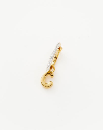 Initial Single Charm Hoop Earring - Initial C | 18ct Gold Vermeil