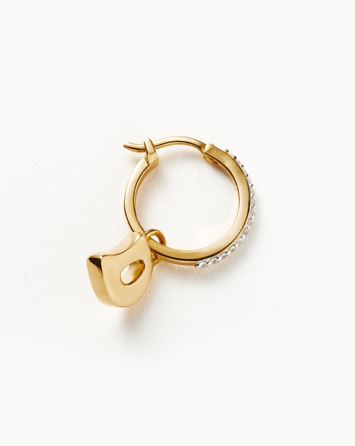 Initial Single Charm Hoop Earring - Initial D | 18ct Gold Vermeil