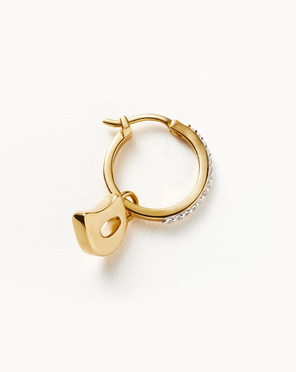 Initial Single Charm Hoop Earring - Initial D | 18ct Gold Vermeil