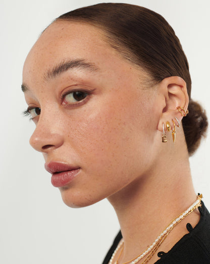 Initial Single Charm Hoop Earring - Initial E | 18ct Gold Vermeil