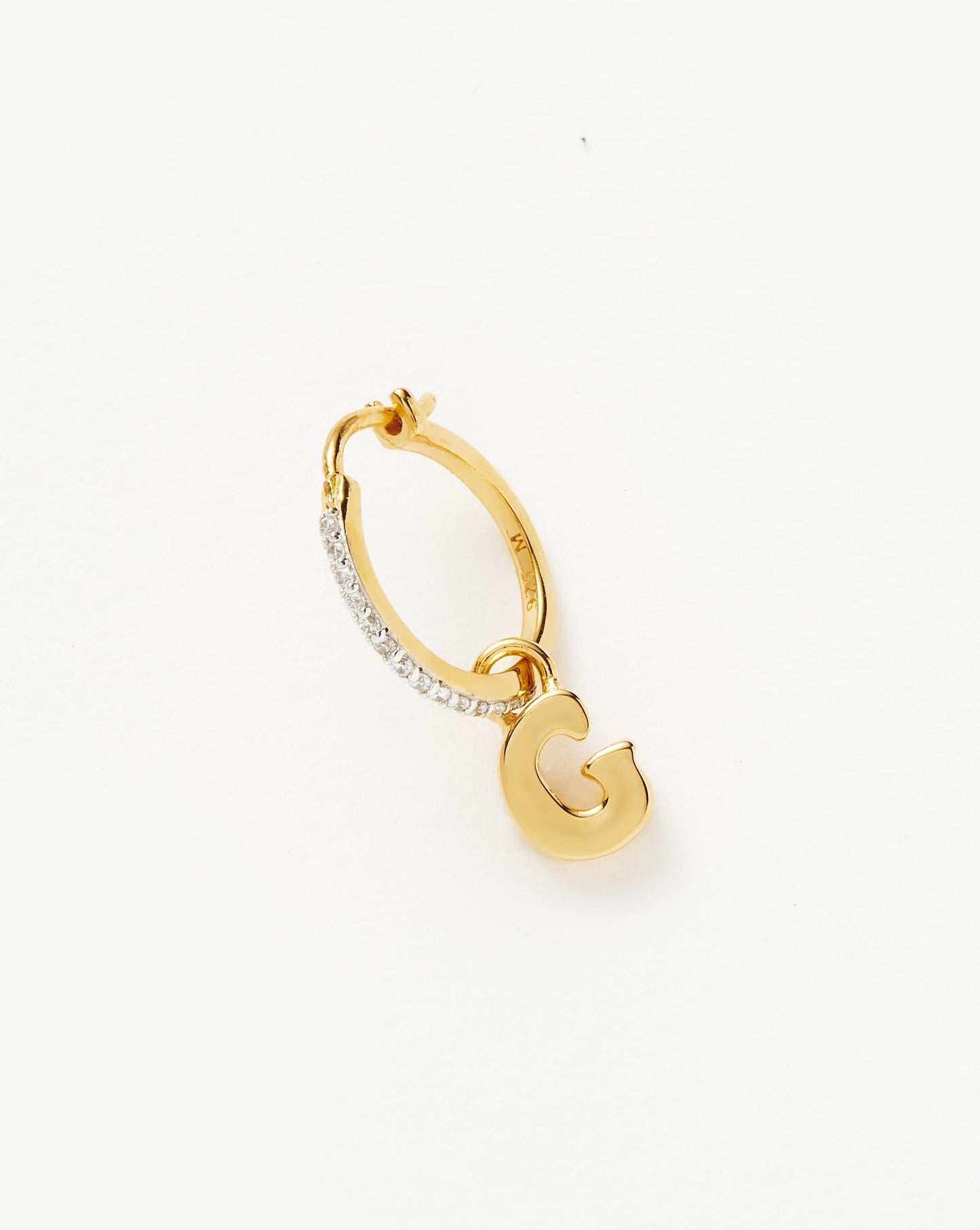 Initial Single Charm Hoop Earring - Initial G | 18ct Gold Vermeil