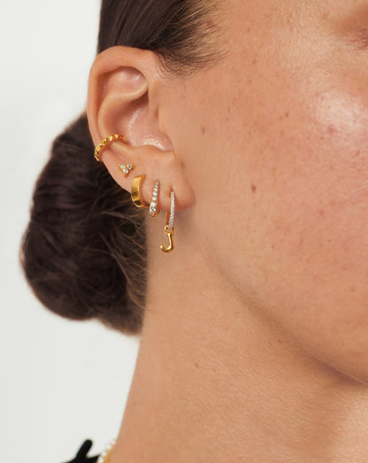 Initial Single Charm Hoop Earring - Initial J | 18ct Gold Vermeil