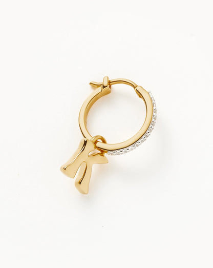 Initial Single Charm Hoop Earring - Initial K | 18ct Gold Vermeil