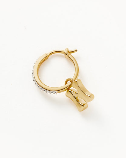 Initial Single Charm Hoop Earring - Initial N | 18ct Gold Vermeil