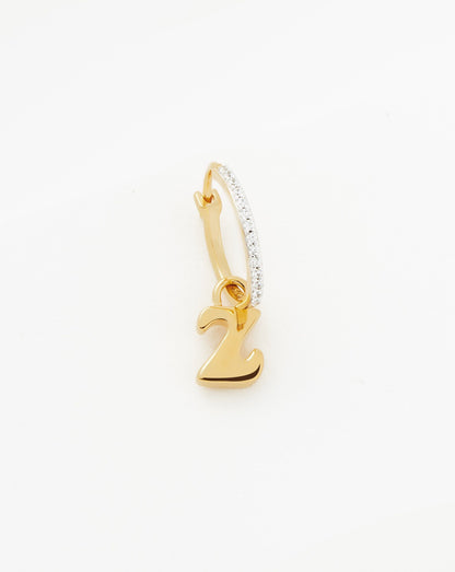 Initial Single Charm Hoop Earring - Initial Z | 18ct Gold Vermeil