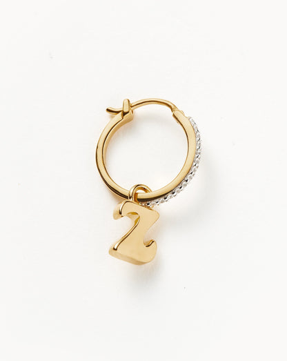 Initial Single Charm Hoop Earring - Initial Z | 18ct Gold Vermeil