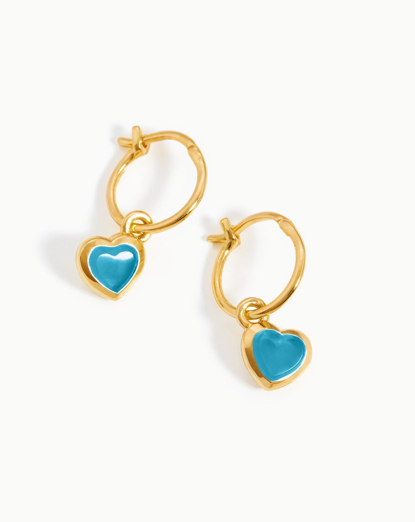 Jelly Heart Gemstone Charm Hoop Earrings