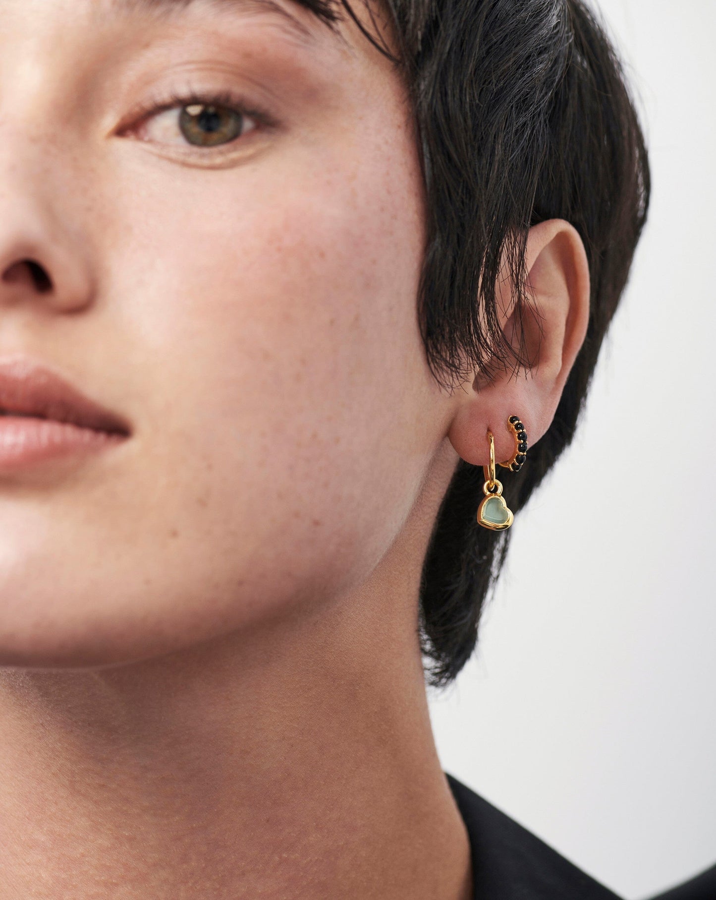 Jelly Heart Gemstone Charm Hoop Earrings