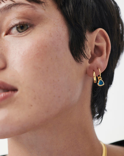 Jelly Heart Gemstone Charm Hoop Earrings