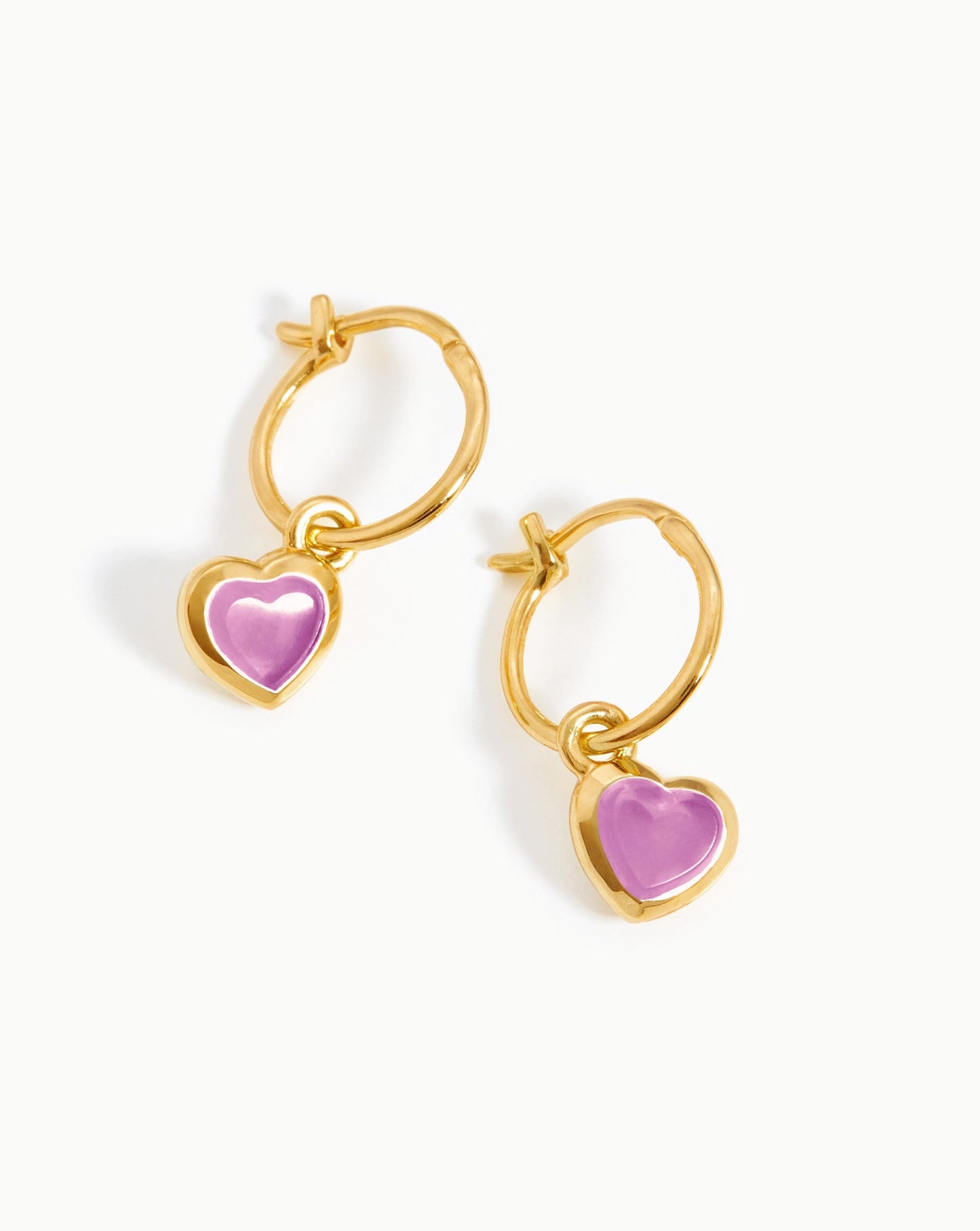 Jelly Heart Gemstone Charm Hoop Earrings