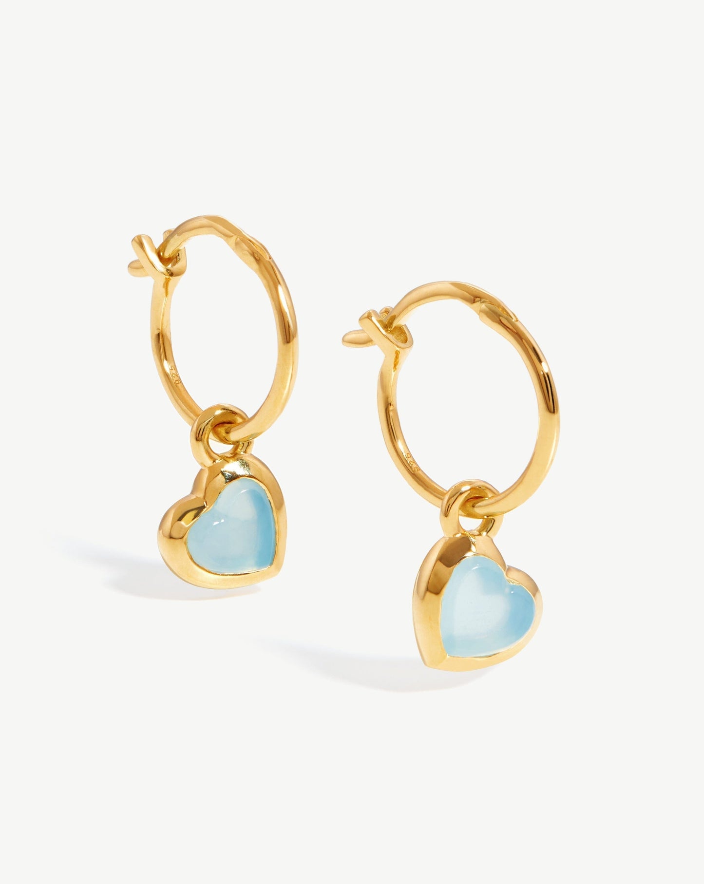 Jelly Heart Gemstone Charm Hoop Earrings