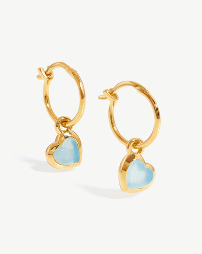 Jelly Heart Gemstone Charm Hoop Earrings