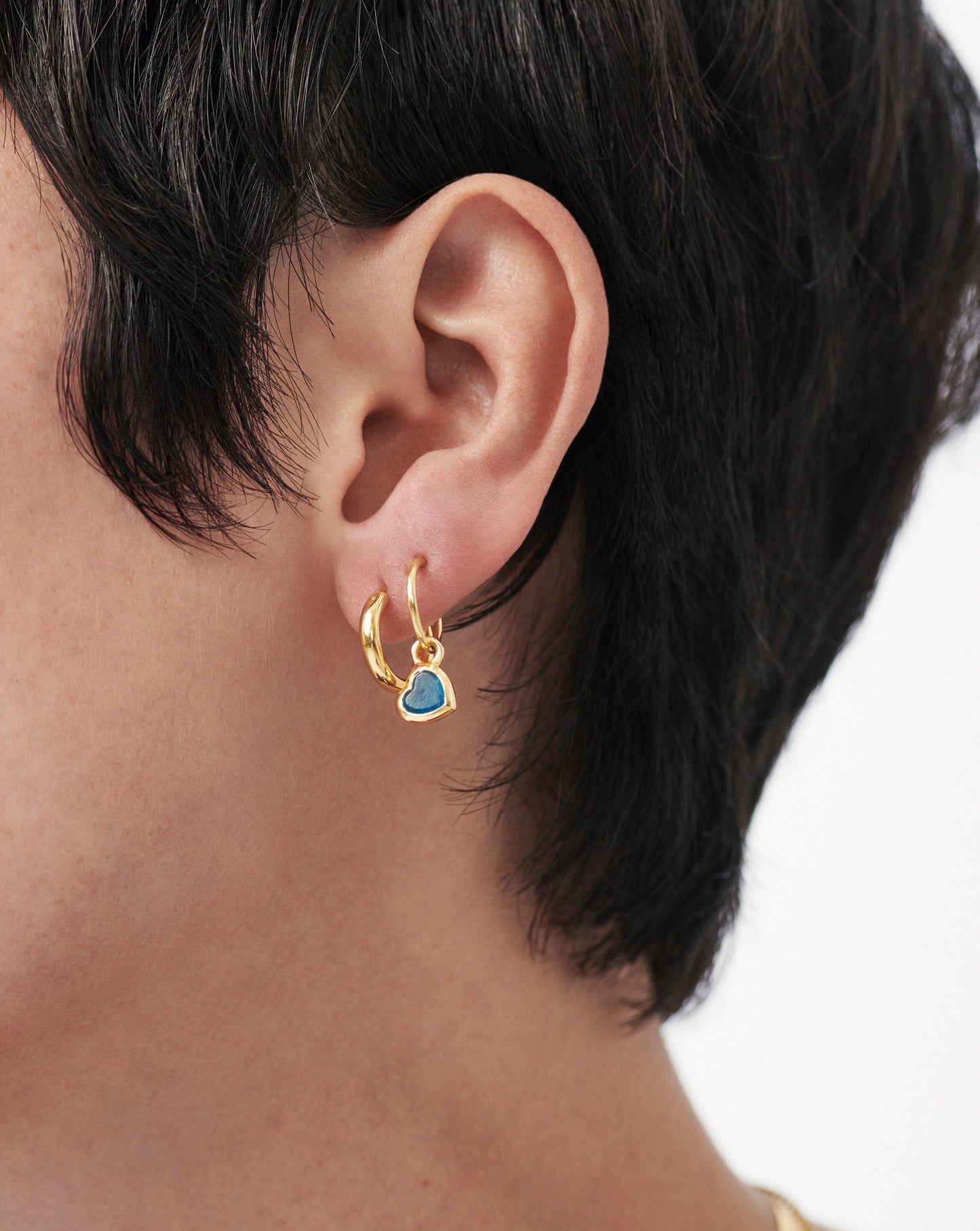 Jelly Heart Gemstone Charm Hoop Earrings