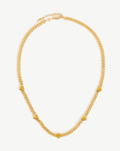 Jelly Heart Gemstone Charm Necklace | 18ct Gold Plated/Mango Chalcedony