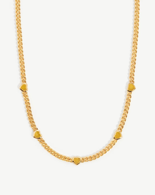 Jelly Heart Gemstone Charm Necklace | 18ct Gold Plated/Mango Chalcedony