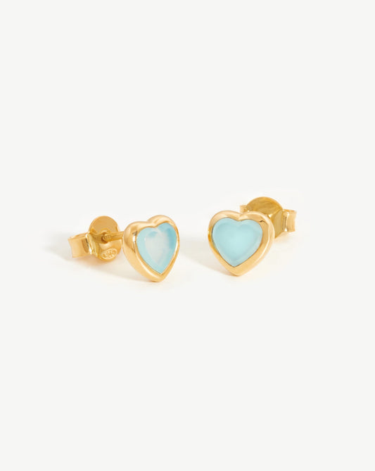 Jelly Heart Gemstone Stud Earrings