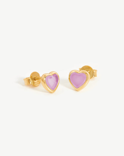 Jelly Heart Gemstone Stud Earrings