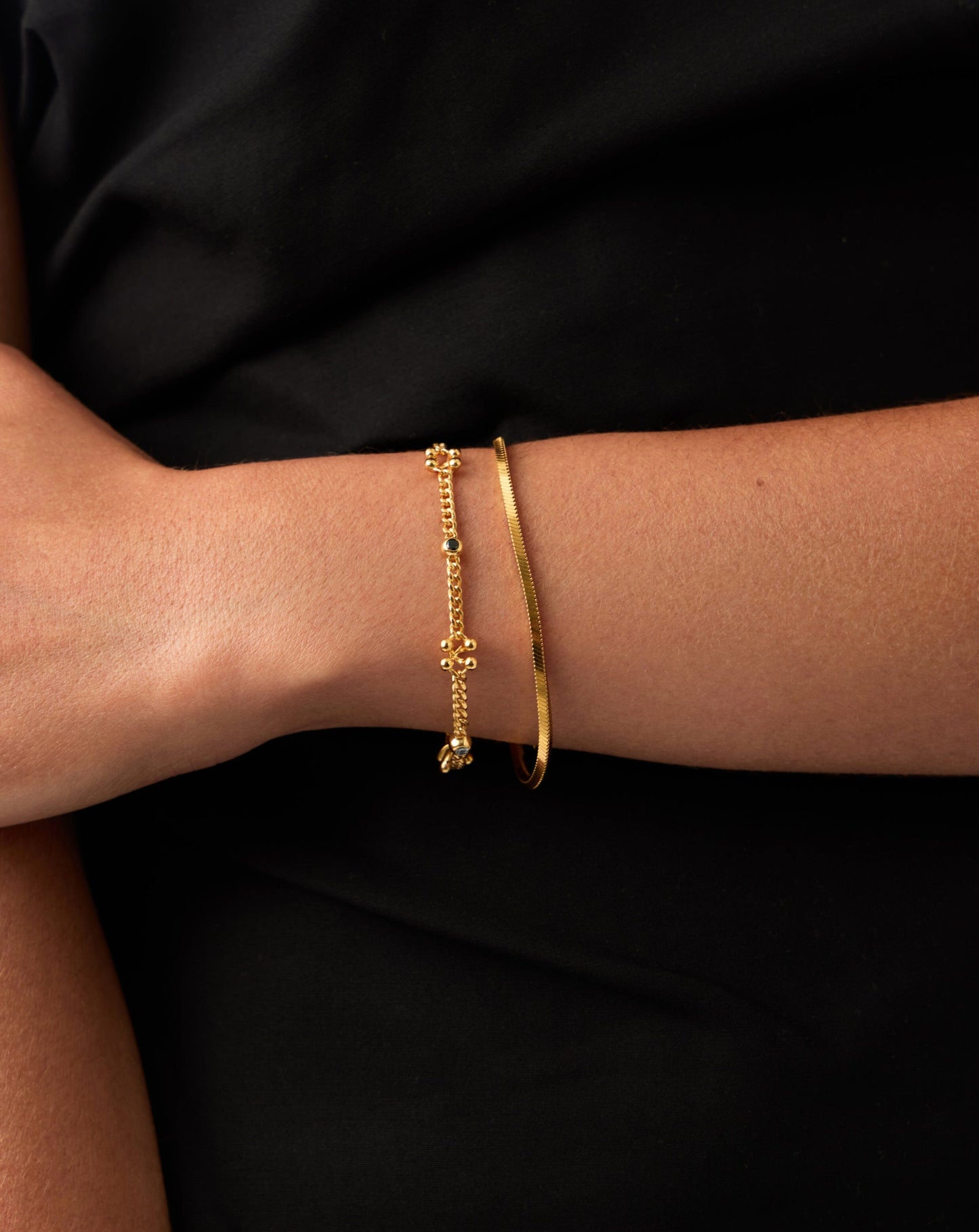 Kinetic Duality Charm Bracelet | 18ct Gold Plated Cubic Zirconia