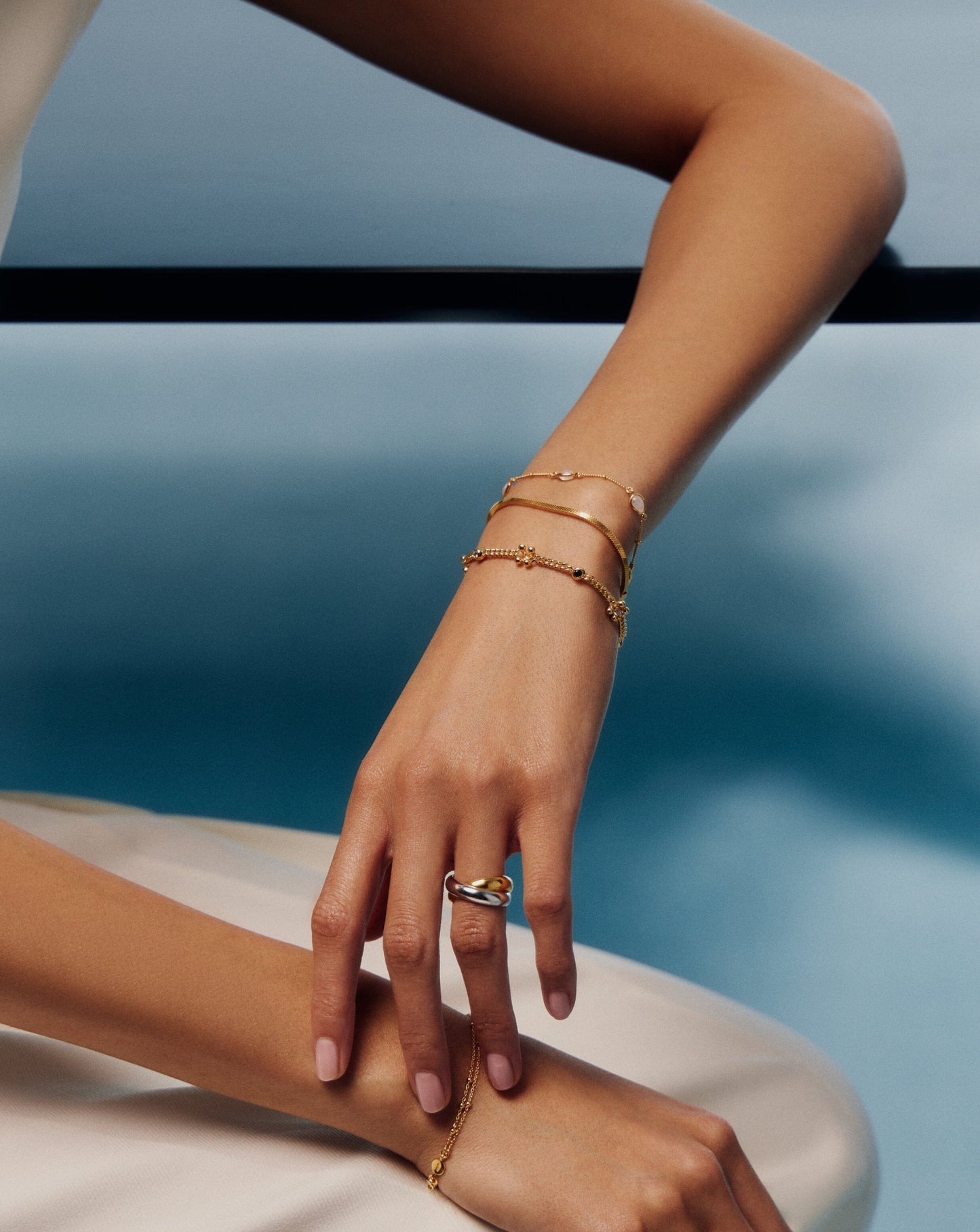 Kinetic Duality Charm Bracelet | 18ct Gold Plated Cubic Zirconia