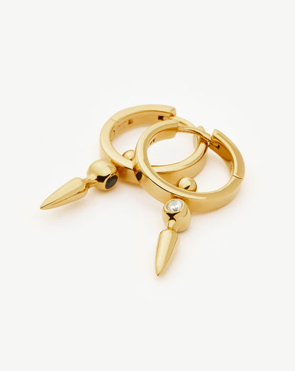 Kinetic Duality Spike Charm Hoop Earrings | 18ct Gold Vermeil Cubic Zirconia