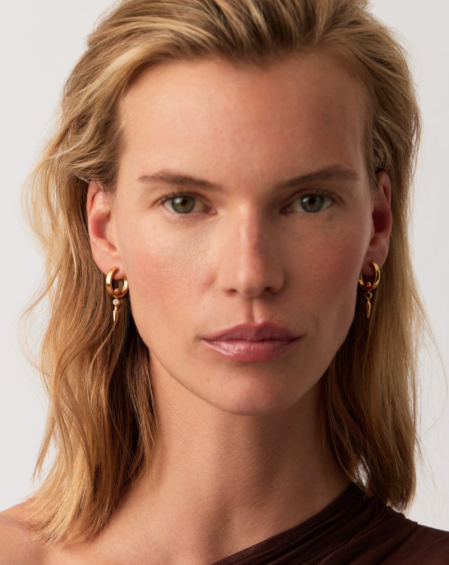 Kinetic Duality Spike Charm Hoop Earrings | 18ct Gold Vermeil Cubic Zirconia