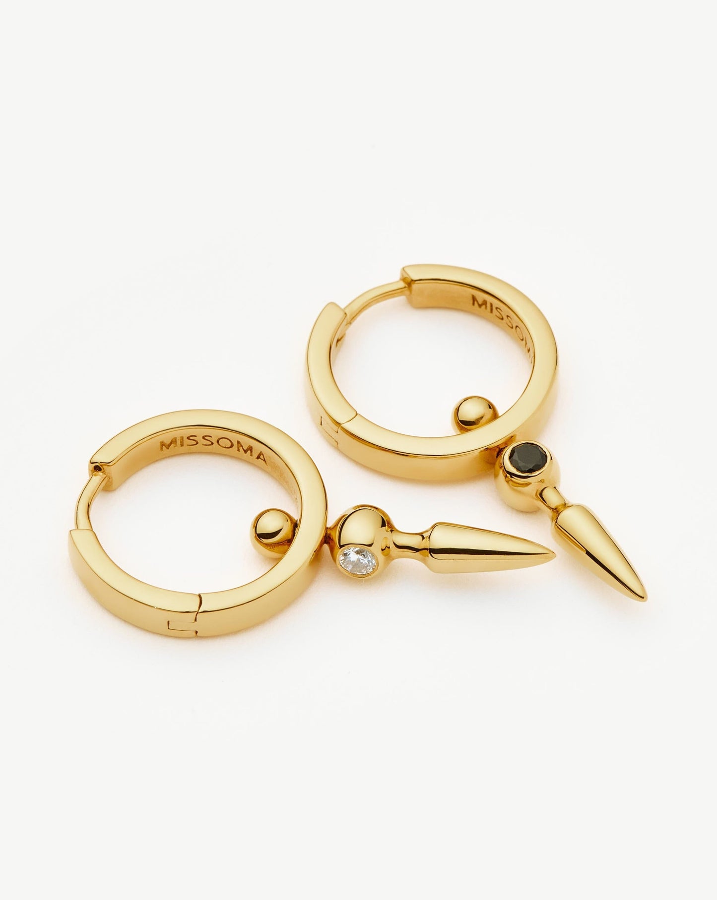 Kinetic Duality Spike Charm Hoop Earrings | 18ct Gold Vermeil Cubic Zirconia