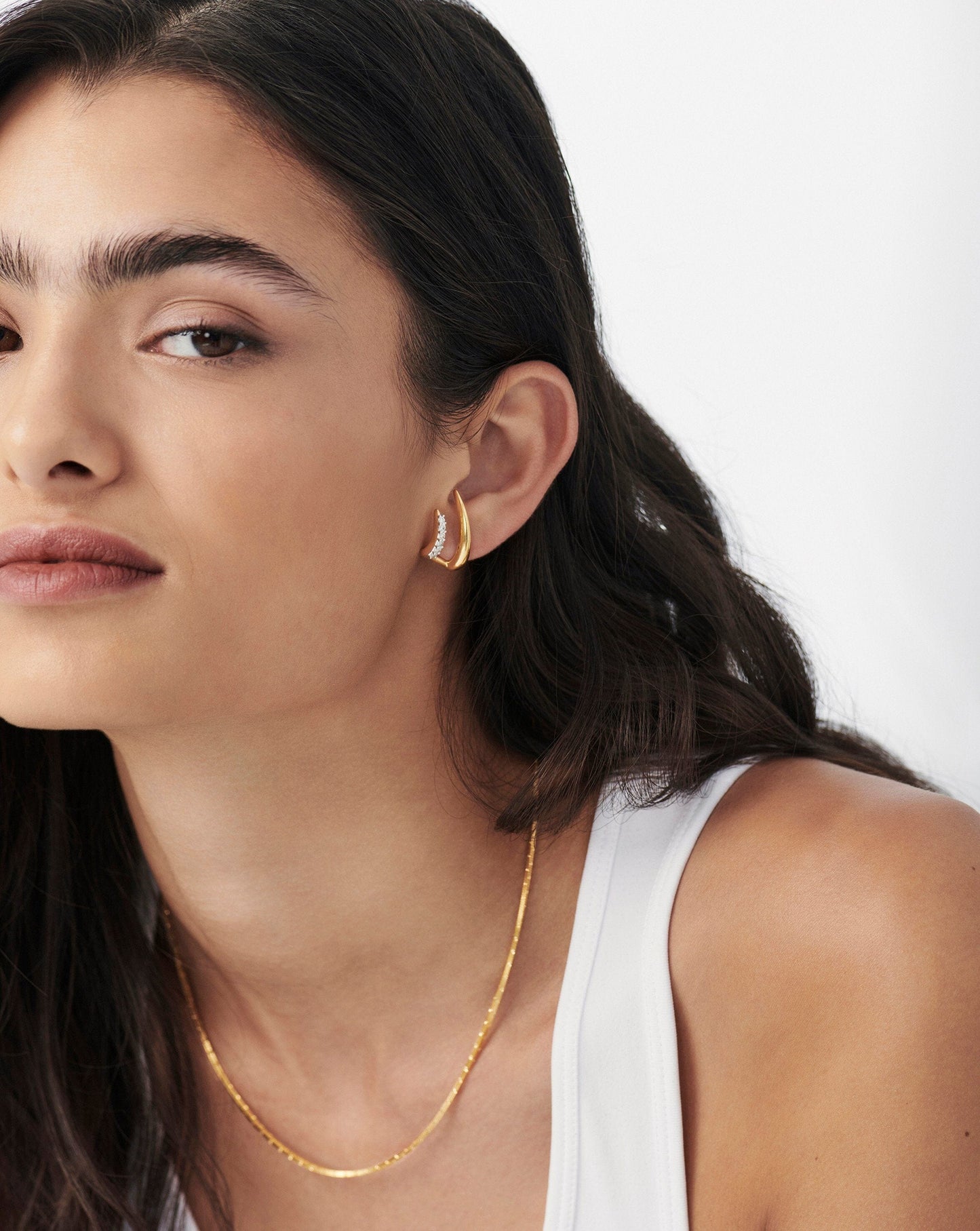 Large Claw Pave Double Stud Earrings