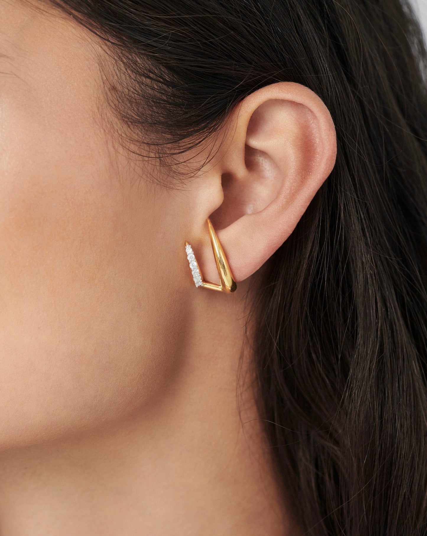 Large Claw Pave Double Stud Earrings