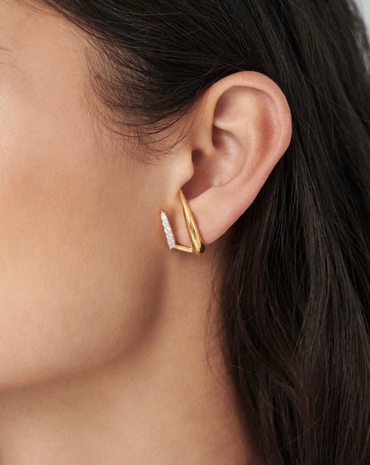 Large Claw Pave Double Stud Earrings