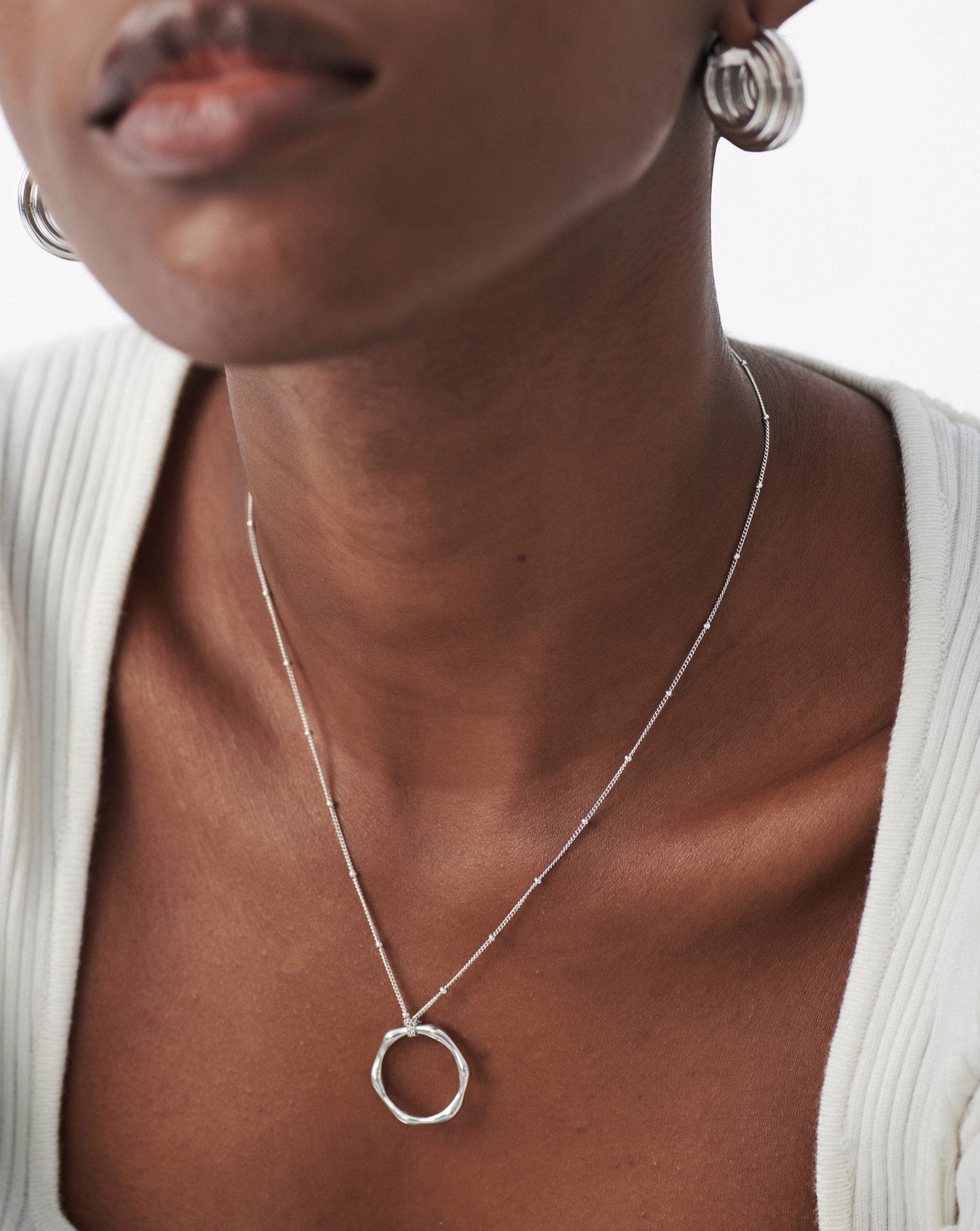 Large Molten Pendant Necklace | Sterling Silver