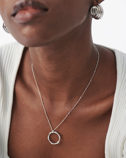 Large Molten Pendant Necklace | Sterling Silver