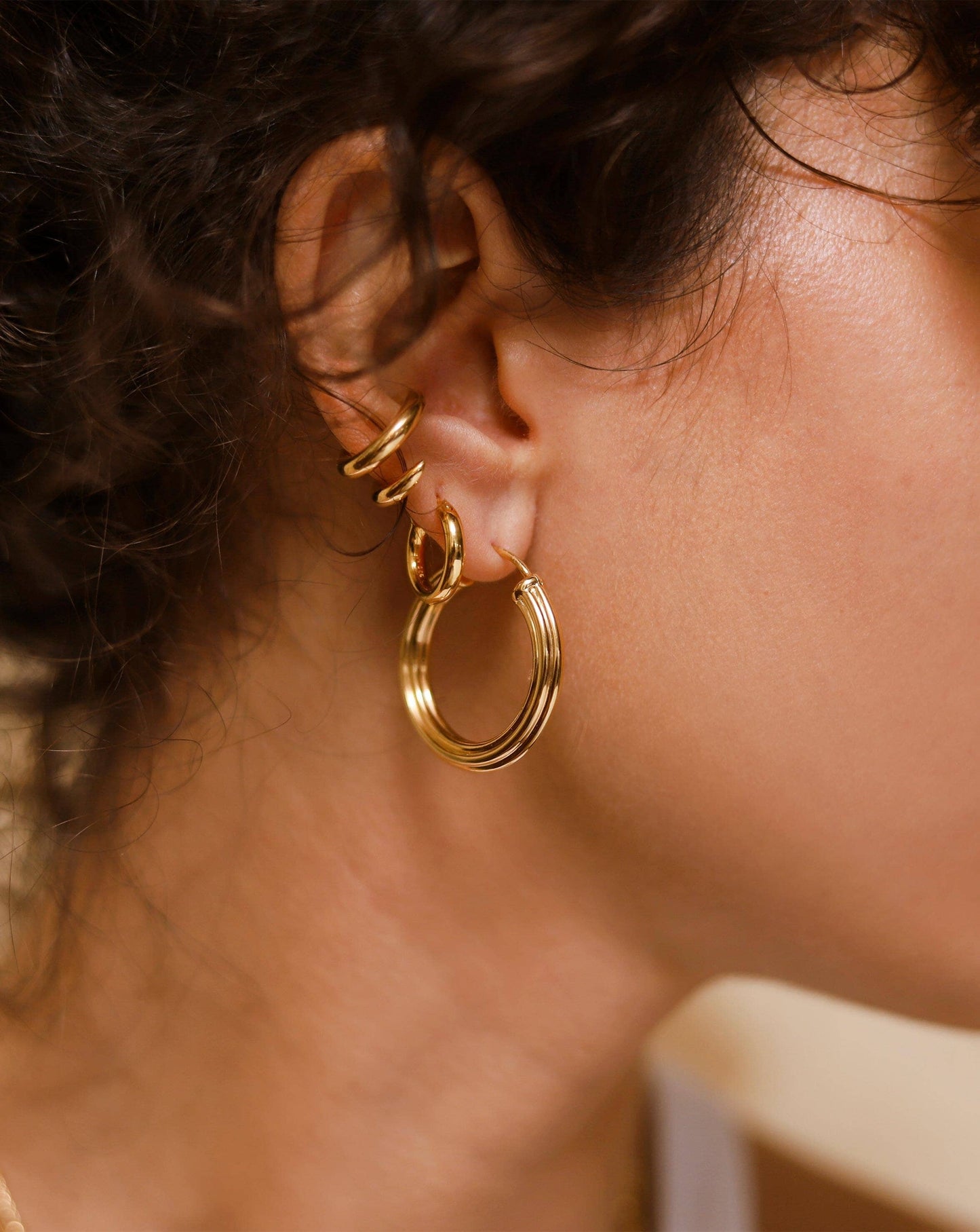 Large Ridge Hoop Earrings